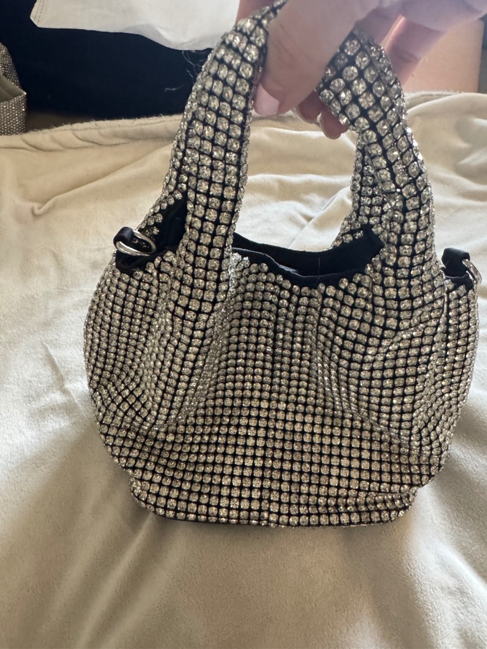 Crystal evening bucket bag small